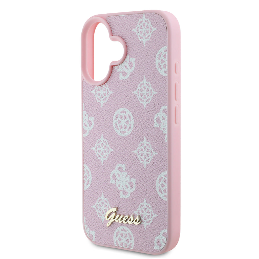 Custodia MagSafe per Apple iPhone 16, Guess, Peony Script, Rosa
