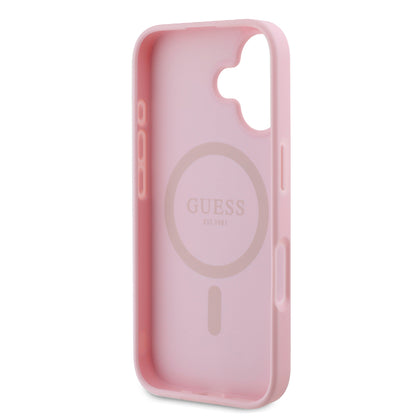 Custodia MagSafe per Apple iPhone 16, Guess, Peony Script, Rosa
