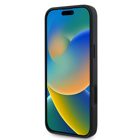 Custodia MagSafe per Apple iPhone 16, Guess, Saffiano Peony Classic Logo, Nera