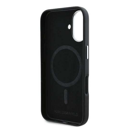 MagSafe Case for Apple iPhone 16, Karl Lagerfeld, FW Metal Plate, Black