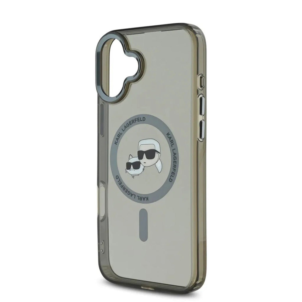 Custodia MagSafe per Apple iPhone 16, Karl Lagerfeld, IML Metal Karl & Choupette's Heads, Nera