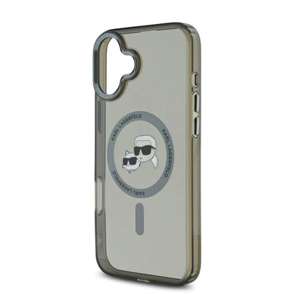 Custodia MagSafe per Apple iPhone 16, Karl Lagerfeld, IML Metal Karl & Choupette's Heads, Nera