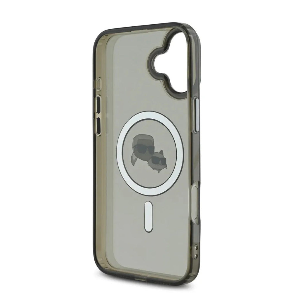 Custodia MagSafe per Apple iPhone 16, Karl Lagerfeld, IML Metal Karl & Choupette's Heads, Nera