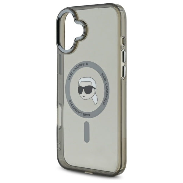 Custodia MagSafe per Apple iPhone 16, Karl Lagerfeld, IML Metal Karl's Head, Nera