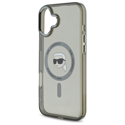 Custodia MagSafe per Apple iPhone 16, Karl Lagerfeld, IML Metal Karl's Head, Nera
