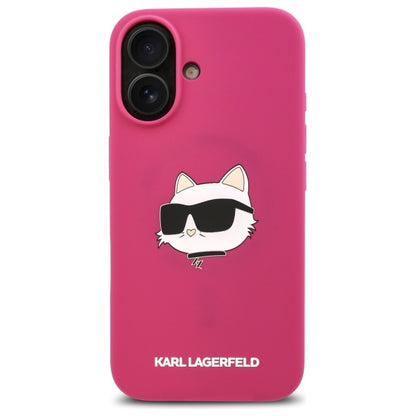Custodia MagSafe per Apple iPhone 16, Karl Lagerfeld, Silicone Choupette's Head, Fucsia