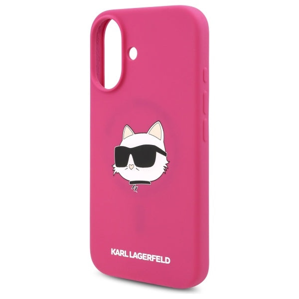 Custodia MagSafe per Apple iPhone 16, Karl Lagerfeld, Silicone Choupette's Head, Fucsia