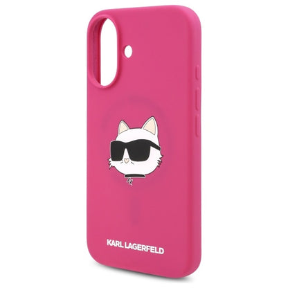 Custodia MagSafe per Apple iPhone 16, Karl Lagerfeld, Silicone Choupette's Head, Fucsia