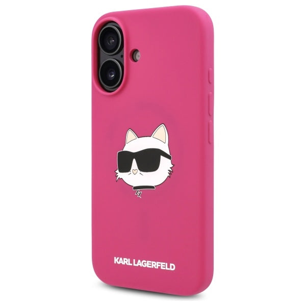 Custodia MagSafe per Apple iPhone 16, Karl Lagerfeld, Silicone Choupette's Head, Fucsia