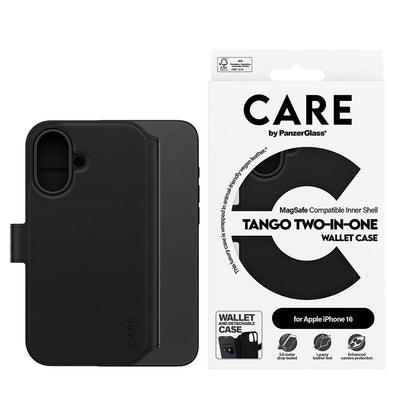 Custodia MagSafe per Apple iPhone 16, PanzerGlass, Care Feature Tango Two-in-One, Nera