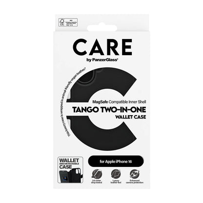 Custodia MagSafe per Apple iPhone 16, PanzerGlass, Care Feature Tango Two-in-One, Nera