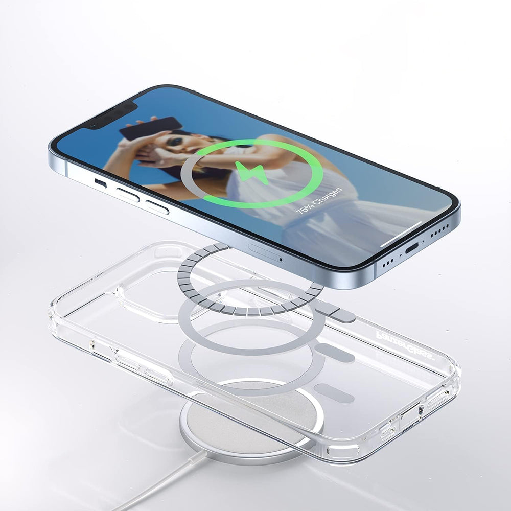 Custodia MagSafe per Apple iPhone 16, PanzerGlass, HardCase, Bianco Trasparente