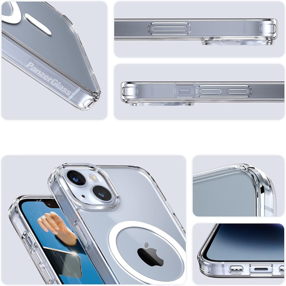 Custodia MagSafe per Apple iPhone 16, PanzerGlass, HardCase, Bianco Trasparente