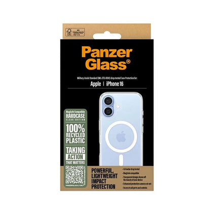 Custodia MagSafe per Apple iPhone 16, PanzerGlass, HardCase, Bianco Trasparente