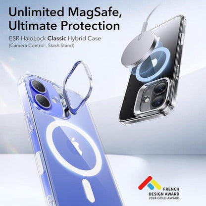 Custodia MagSafe per Apple iPhone 16 Plus, ESR, Classic Hybrid Kickstand Slide, Trasparente