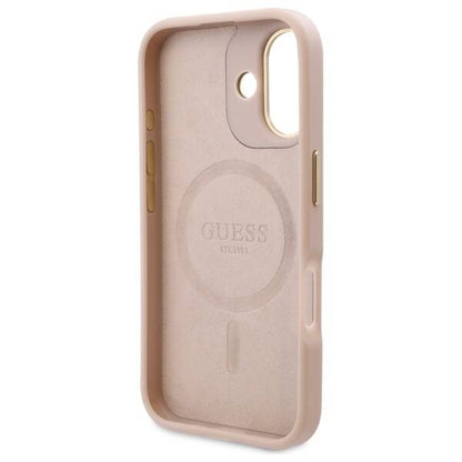 Custodia MagSafe per Apple iPhone 16 Plus, Guess, 4G Logo Plate, Rosa