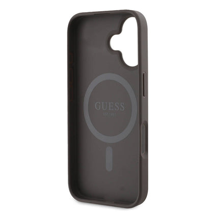 Custodia MagSafe per Apple iPhone 16 Plus, Guess, 4G Printed Stripes, Marrone