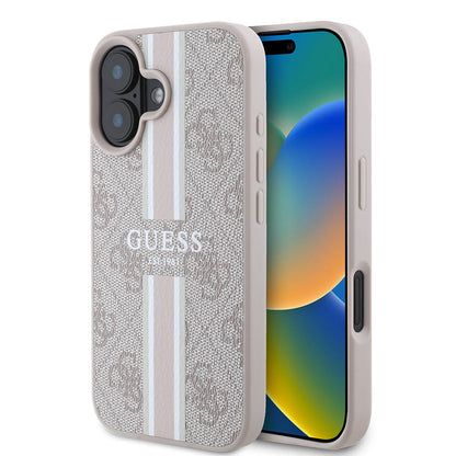 Custodia MagSafe per Apple iPhone 16 Plus, Guess, 4G Printed Stripes, Rosa