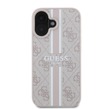 Custodia MagSafe per Apple iPhone 16 Plus, Guess, 4G Printed Stripes, Rosa
