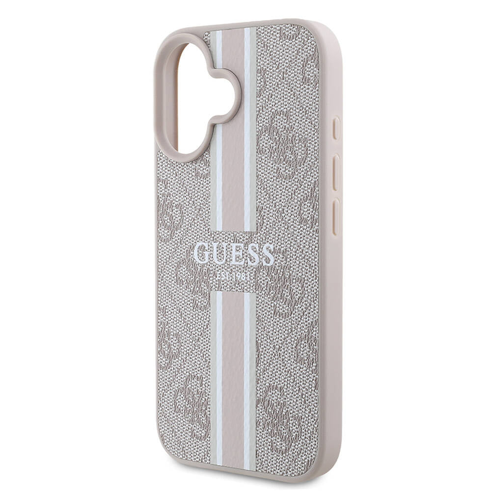 Custodia MagSafe per Apple iPhone 16 Plus, Guess, 4G Printed Stripes, Rosa