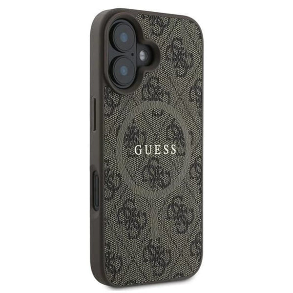 Custodia MagSafe per Apple iPhone 16 Plus, Guess, 4G Ring Classic Logo, Marrone