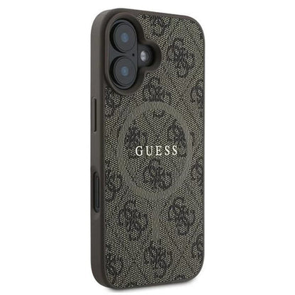 Custodia MagSafe per Apple iPhone 16 Plus, Guess, 4G Ring Classic Logo, Marrone