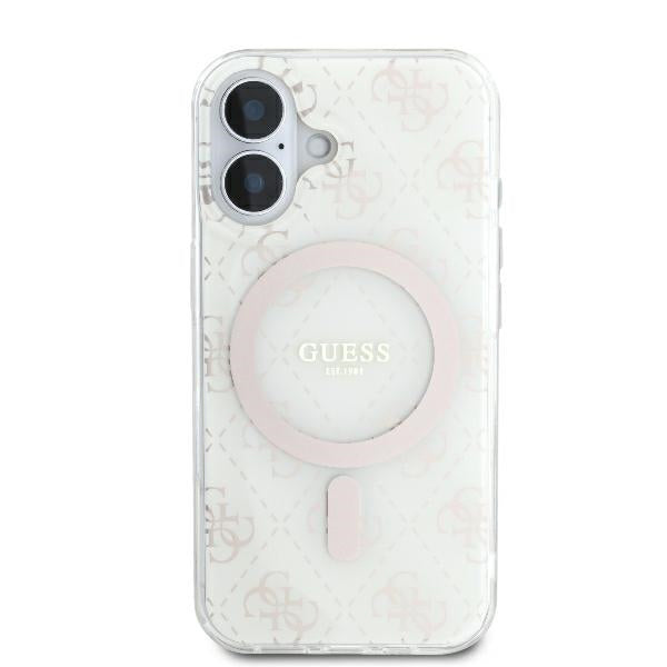 Custodia MagSafe per Apple iPhone 16 Plus, Guess, IML 4G Background, Bianca