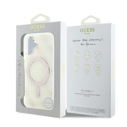 Custodia MagSafe per Apple iPhone 16 Plus, Guess, IML 4G Background, Bianca