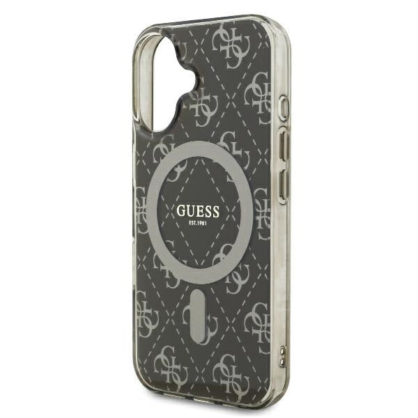 Custodia MagSafe per Apple iPhone 16 Plus, Guess, IML 4G Background, Marrone