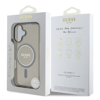 Custodia MagSafe per Apple iPhone 16 Plus, Guess, IML Glitter Circle, Nera