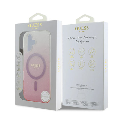Custodia MagSafe per Apple iPhone 16 Plus, Guess, IML Glitter Gradient, Marrone