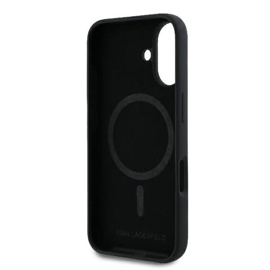 Custodia MagSafe per Apple iPhone 16 Plus, Karl Lagerfeld, Silicone Ring Karl & Choupette, Nera