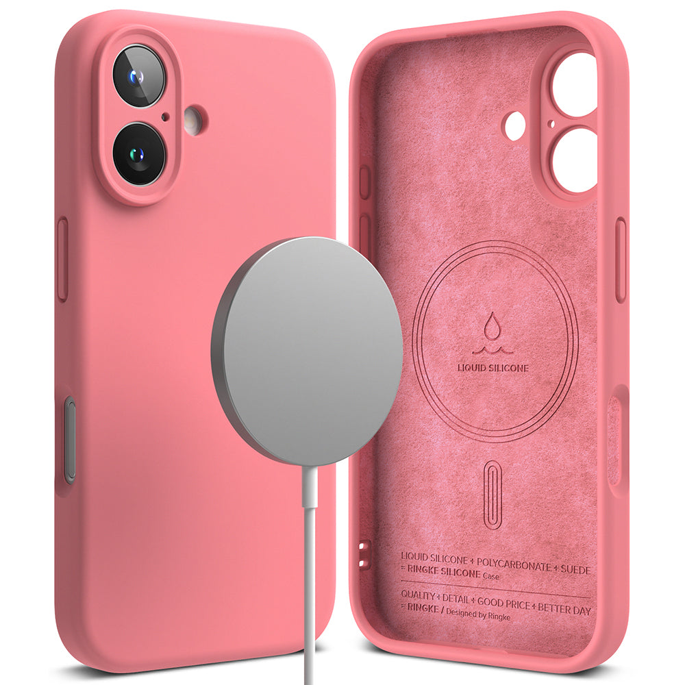 Custodia MagSafe per Apple iPhone 16 Plus, Ringke, Silicone, Rosa