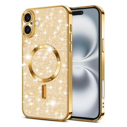 Custodia MagSafe per Apple iPhone 16 Plus, Techsuit, Luxury Glitter, Dorata