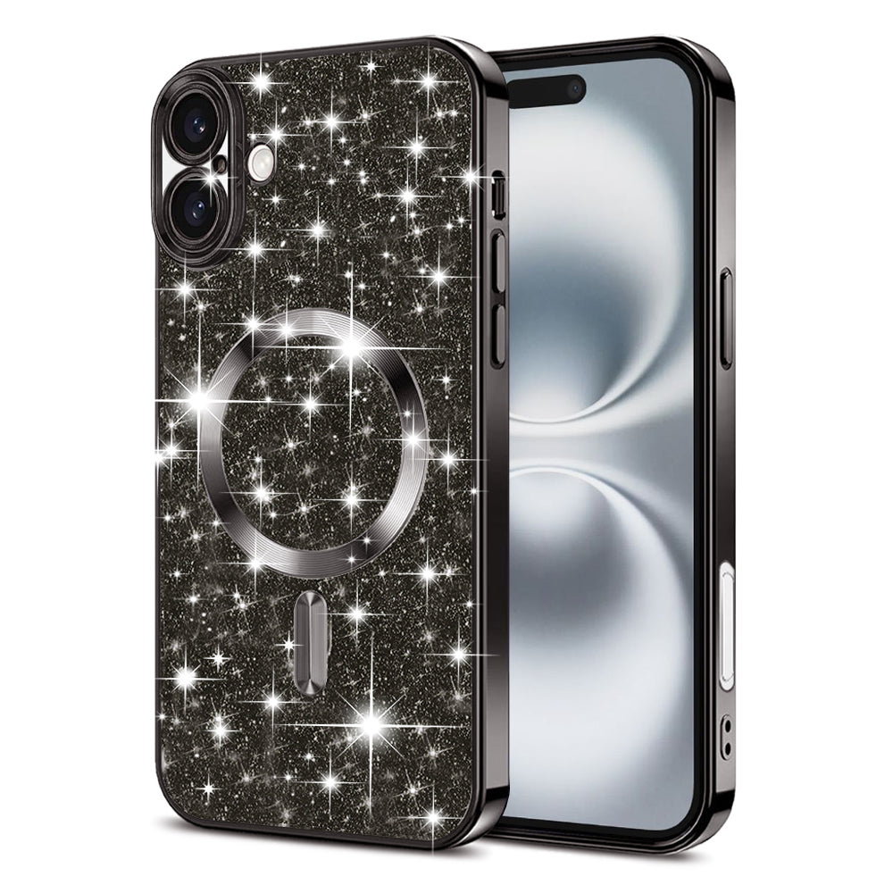 Custodia MagSafe per Apple iPhone 16 Plus, Techsuit, Luxury Glitter, Nera
