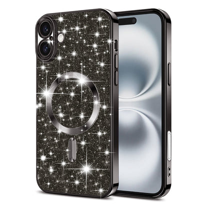 Custodia MagSafe per Apple iPhone 16 Plus, Techsuit, Luxury Glitter, Nera
