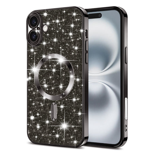 Custodia MagSafe per Apple iPhone 16 Plus, Techsuit, Luxury Glitter, Nera