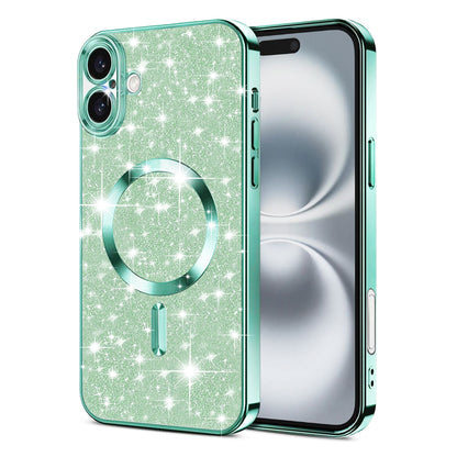 Custodia MagSafe per Apple iPhone 16 Plus, Techsuit, Luxury Glitter, Verde Chiaro