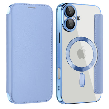 Custodia MagSafe per Apple iPhone 16 Plus, Techsuit, SmartMag Book, Blu