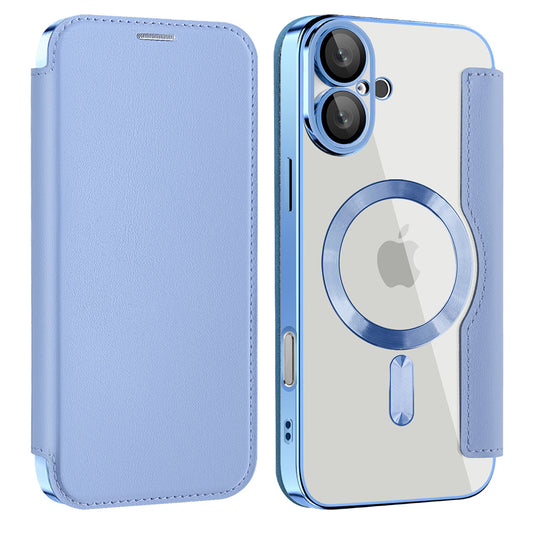 Custodia MagSafe per Apple iPhone 16 Plus, Techsuit, SmartMag Book, Blu