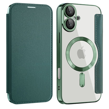Custodia MagSafe per Apple iPhone 16 Plus, Techsuit, SmartMag Book, Verde