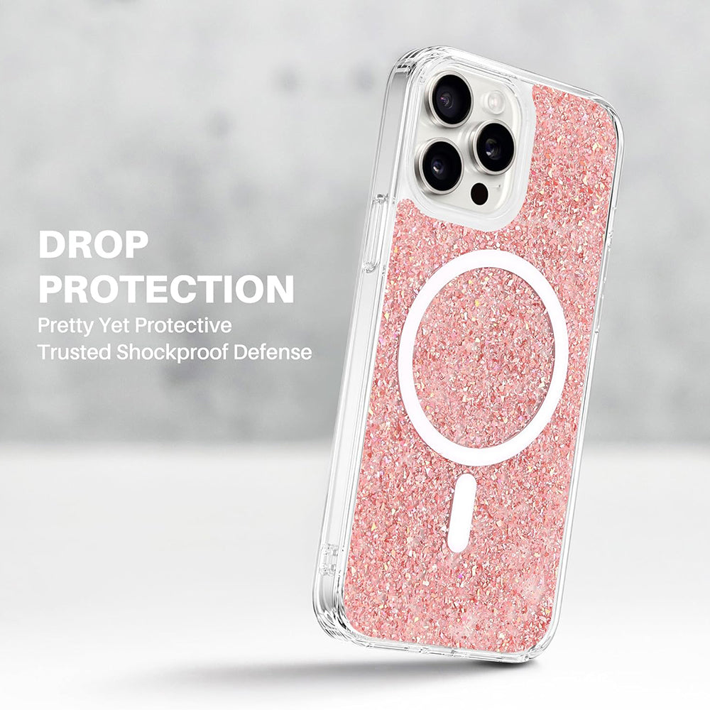 Custodia MagSafe per Apple iPhone 16 Plus, Techsuit, Sparkly Glitter, Viola