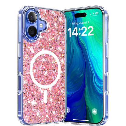 Custodia MagSafe per Apple iPhone 16 Plus, Techsuit, Sparkly Glitter, Rosa
