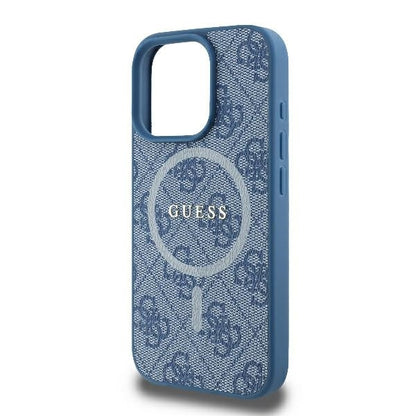 MagSafe Case for Apple iPhone 16 Pro, Guess, 4G Ring Classic Logo, Blue