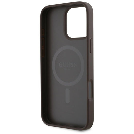 Custodia MagSafe per Apple iPhone 16 Pro, Guess, 4G Small and Classic Logo, Marrone