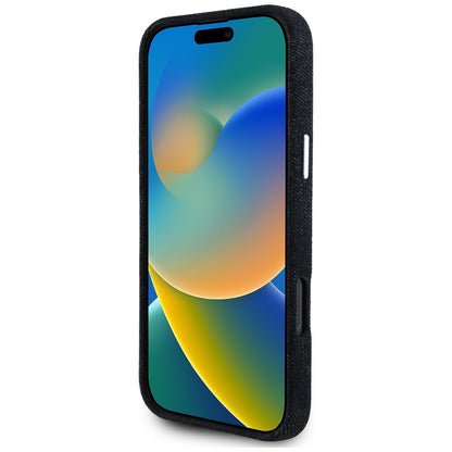 Custodia MagSafe per Apple iPhone 16 Pro, Guess, Denim Triangle Logo, Nera