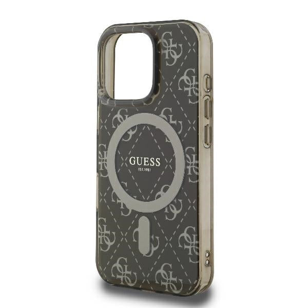 Custodia MagSafe per Apple iPhone 16 Pro, Guess, IML 4G Background, Marrone