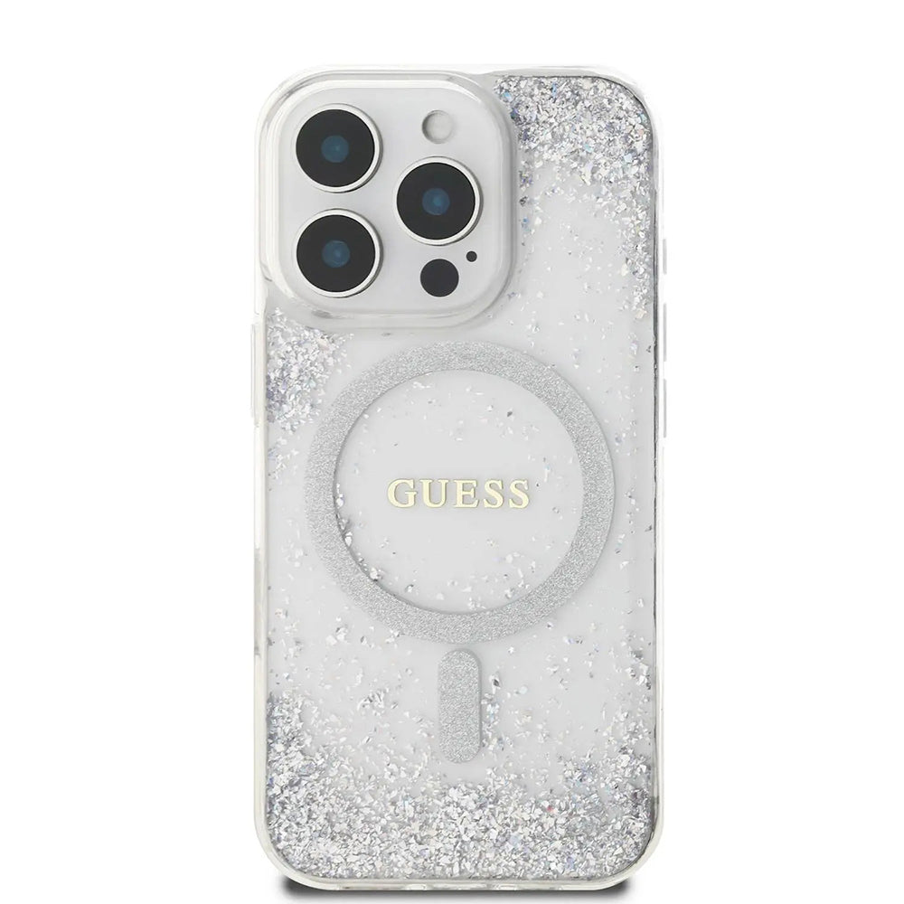 Custodia MagSafe per Apple iPhone 16 Pro, Guess, IML Glitter Gradient, Argento