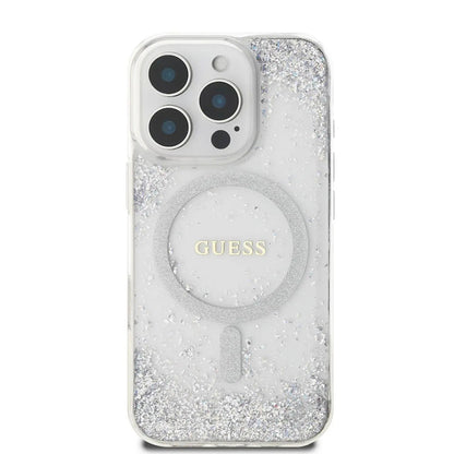 Custodia MagSafe per Apple iPhone 16 Pro, Guess, IML Glitter Gradient, Argento