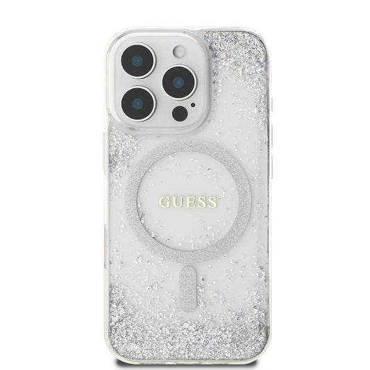 Custodia MagSafe per Apple iPhone 16 Pro, Guess, IML Glitter Gradient, Argento
